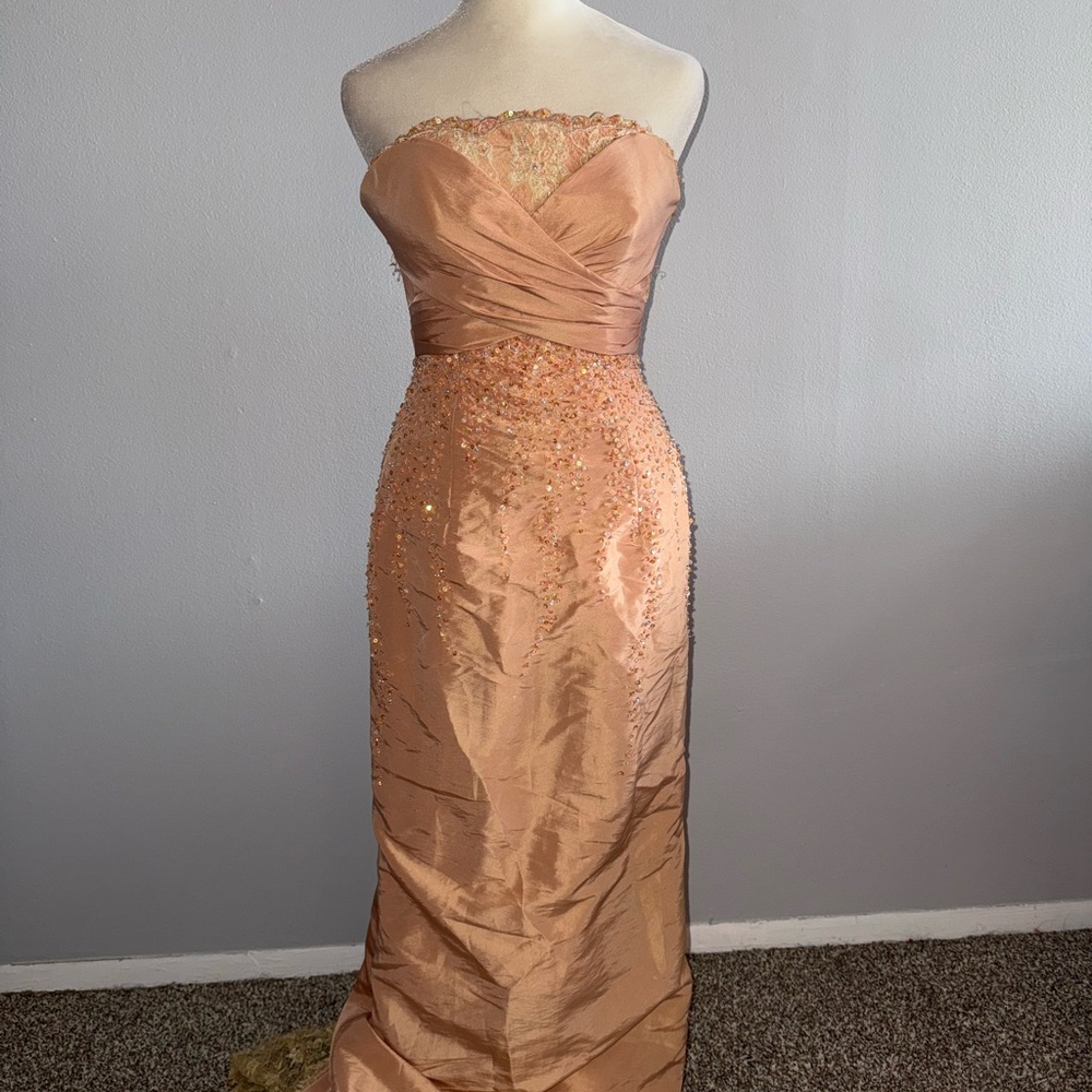 Maggie Sottero Strapless Peach Gown
